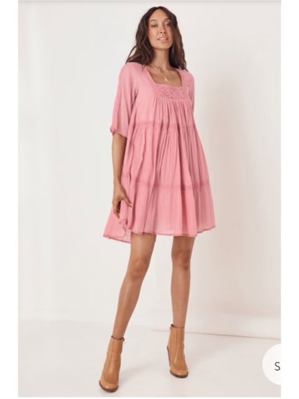 Spell NWT Hendrix Tunic Pink Lace Cotton Blend XS